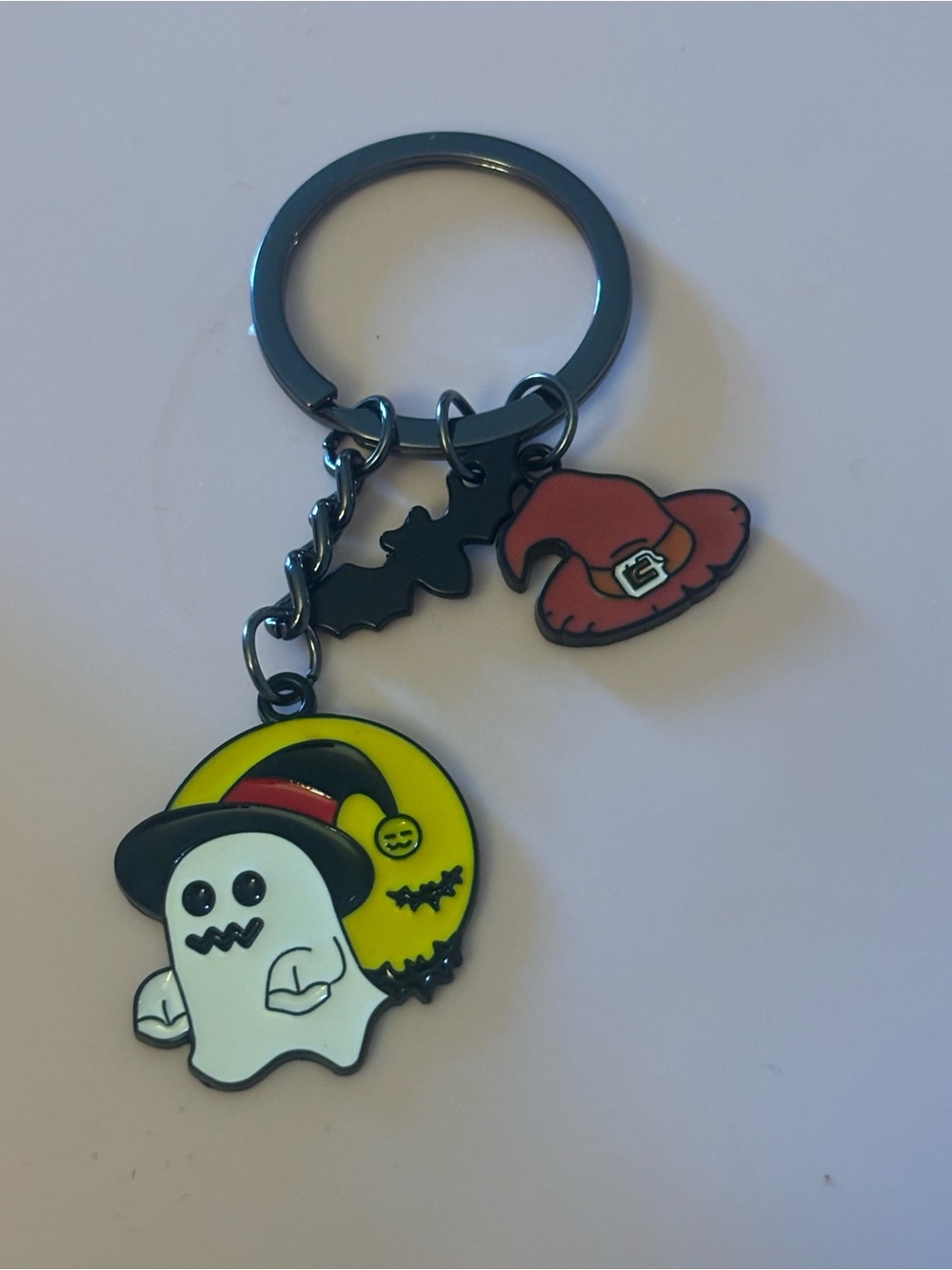 Cute Halloween Ghost Keychain for Kids - White & Yellow
